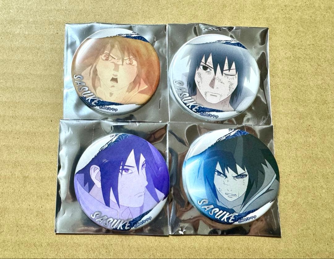 NARUTO ナルト　きゃら豆缶バッジ　サスケ　2点セット