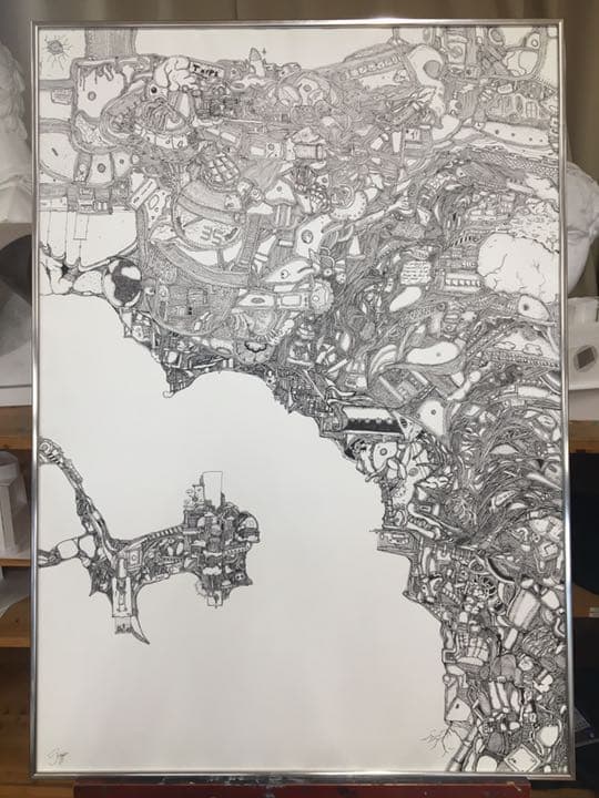 ボールペン画『ごちゃごちゃ』【価格応談】