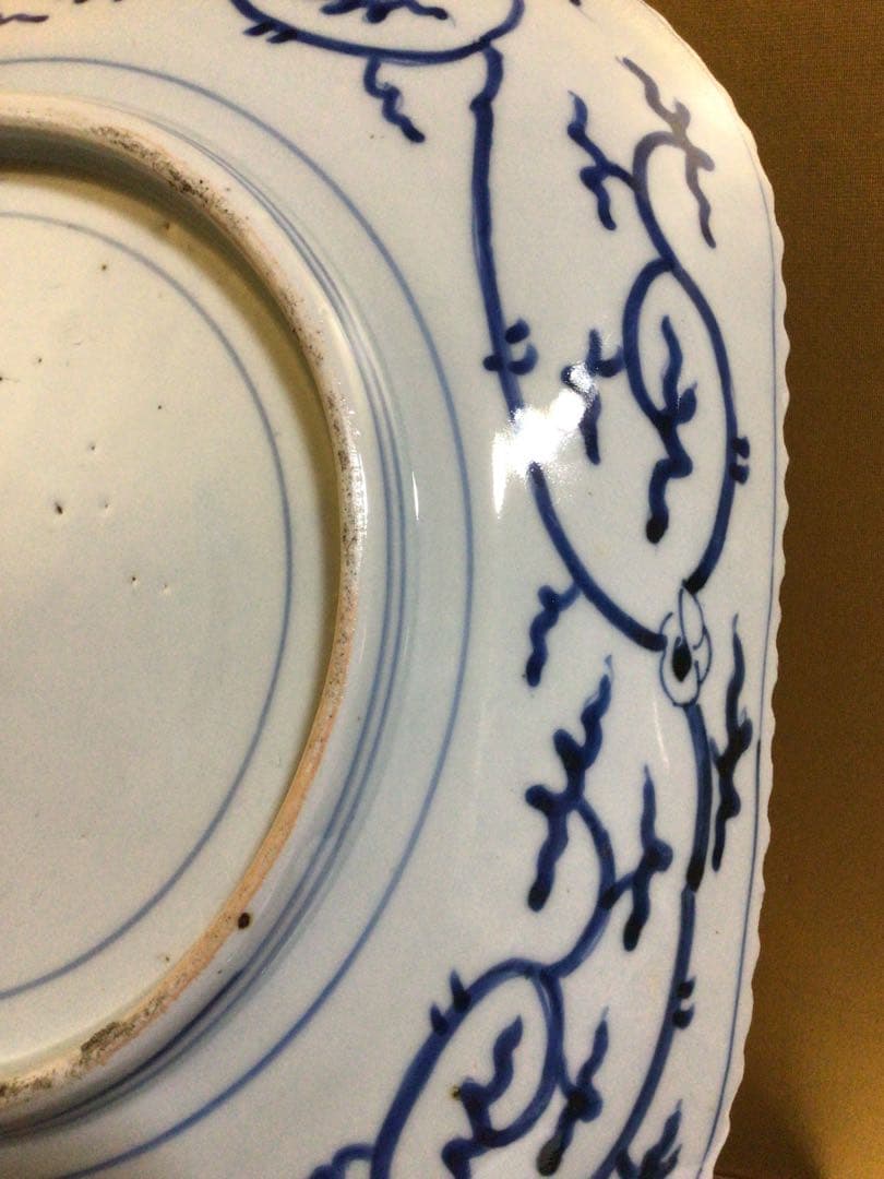 古伊万里 四角皿 幅約28.3センチ 木箱付き