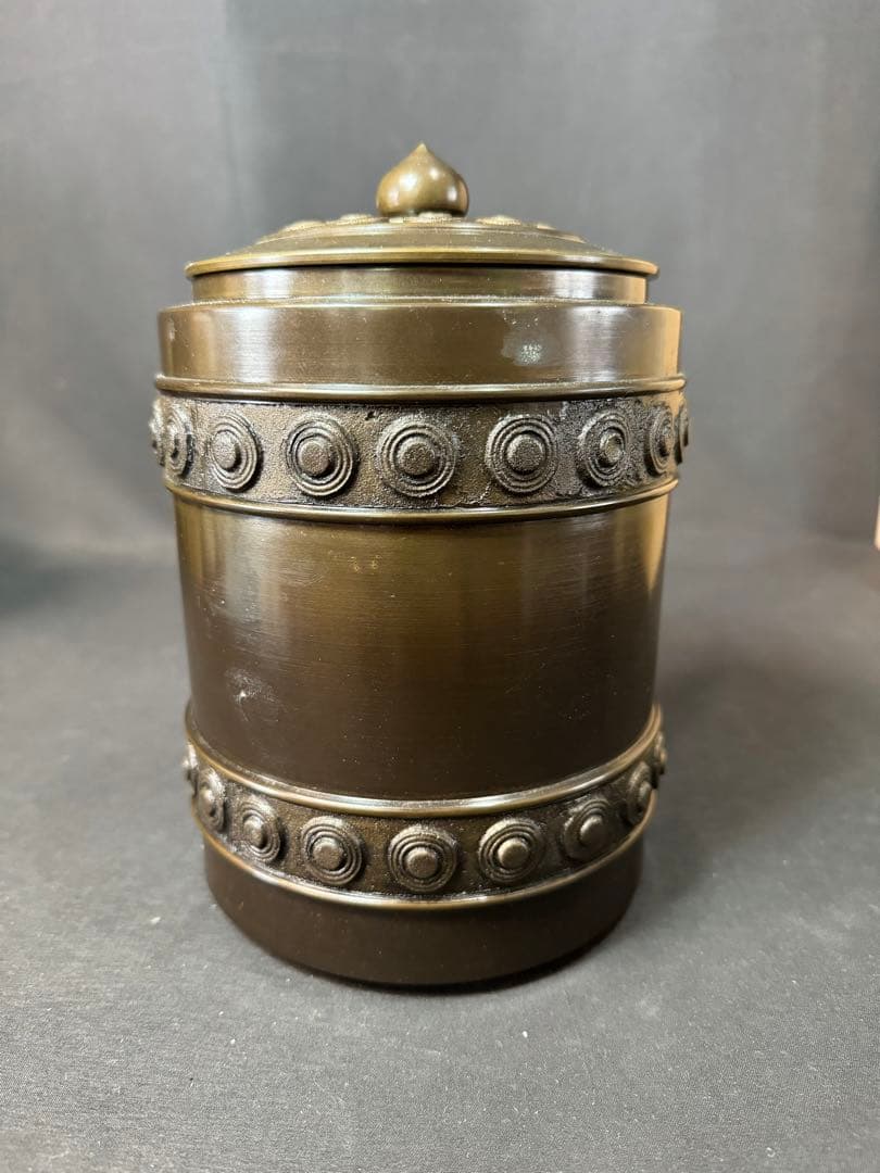 E964 送料無料　唐銅皆具　建水　尺立　水指　茶道具　蓋置 共箱　口糸目