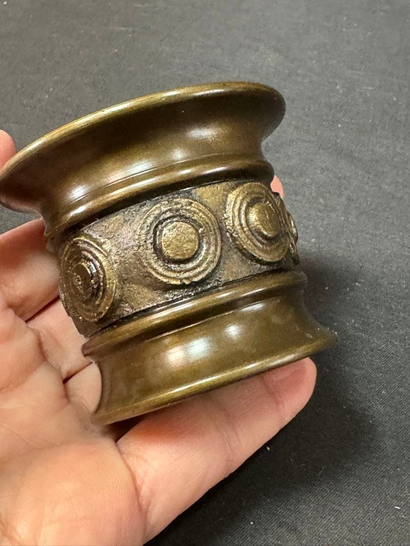 E964 送料無料　唐銅皆具　建水　尺立　水指　茶道具　蓋置 共箱　口糸目