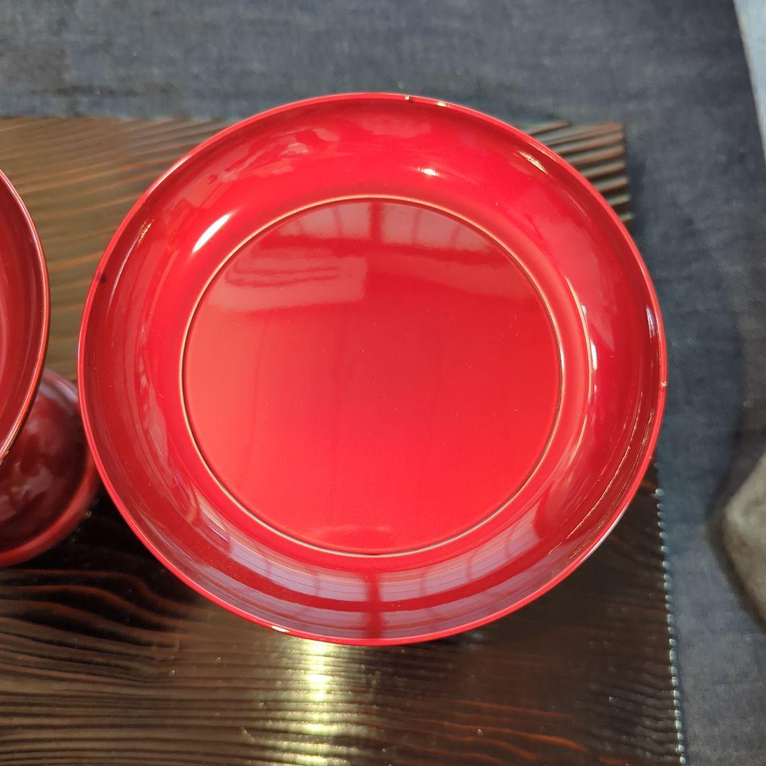 玉虫塗 供物 お祝い赤い漆器の皿型2個セット 超美品