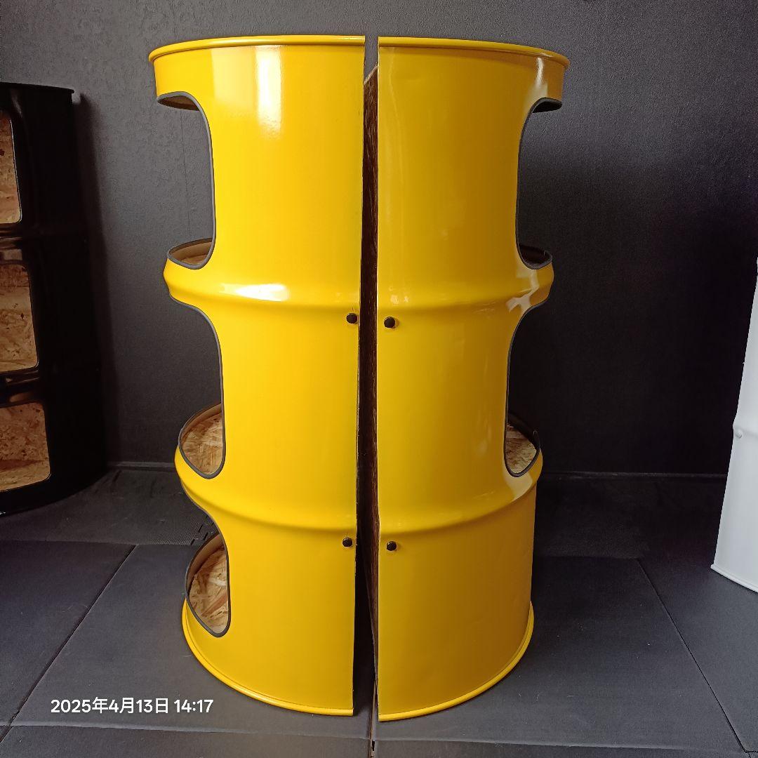 カメムシ品！200㍑ドラム缶remakeBOX３段【イエロー】