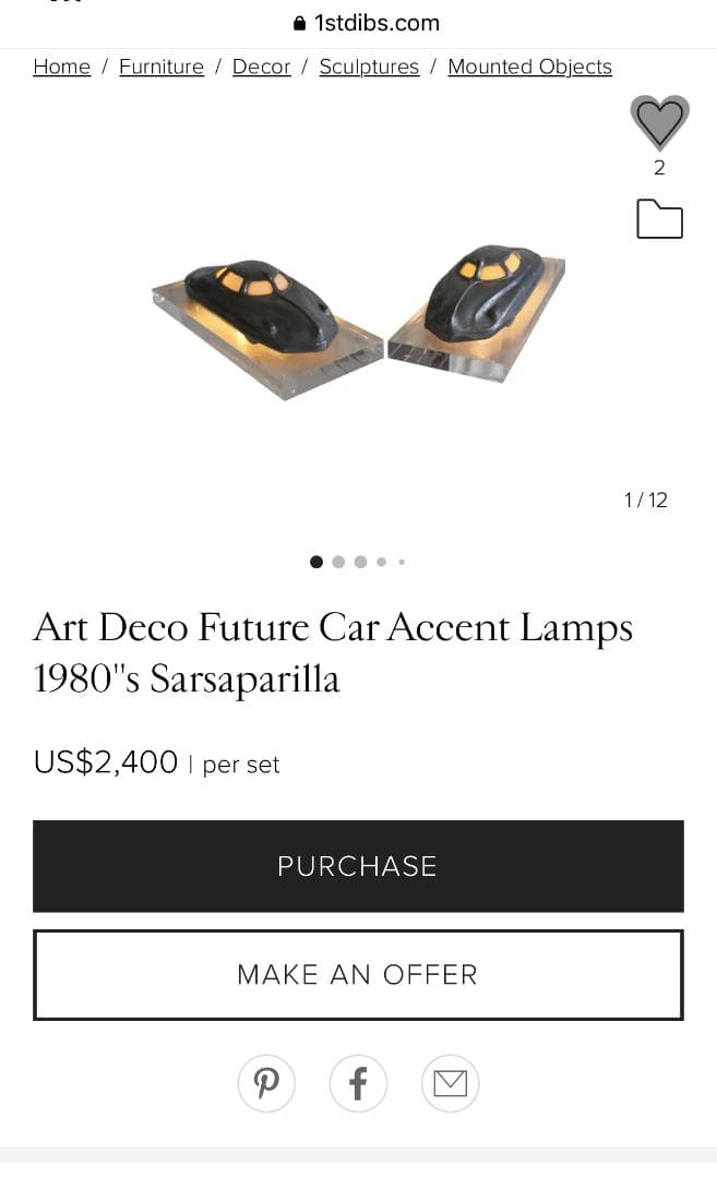 ★激レア★1980年代Sarsaparilla社製　アールデコ ランプ 稼働品