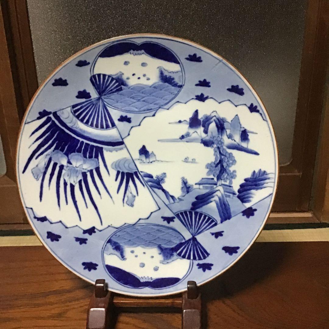 古伊万里染付扇面の図大皿