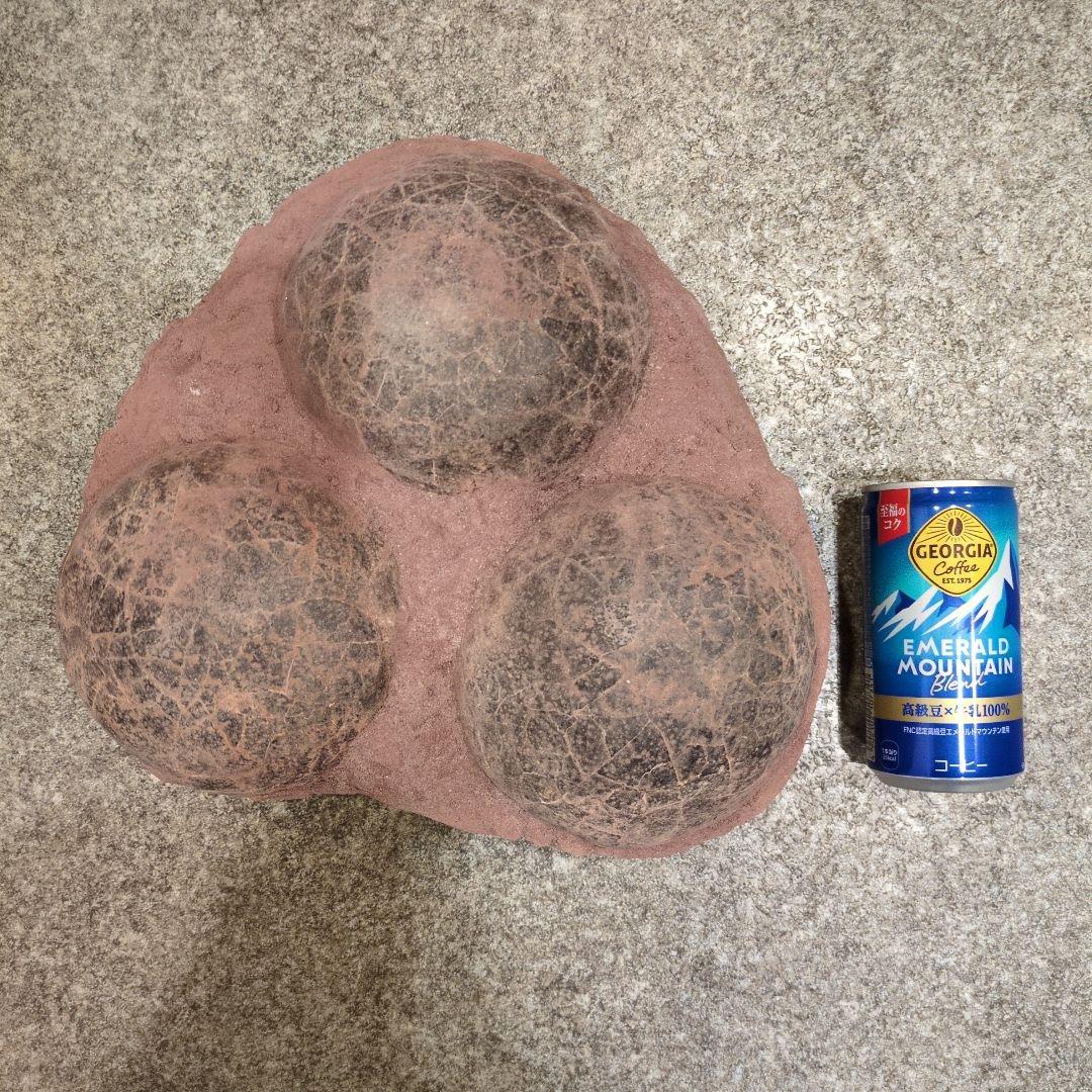 (貴重)　恐竜ハドロサウルスの卵化石（3個）　中国　補修あり