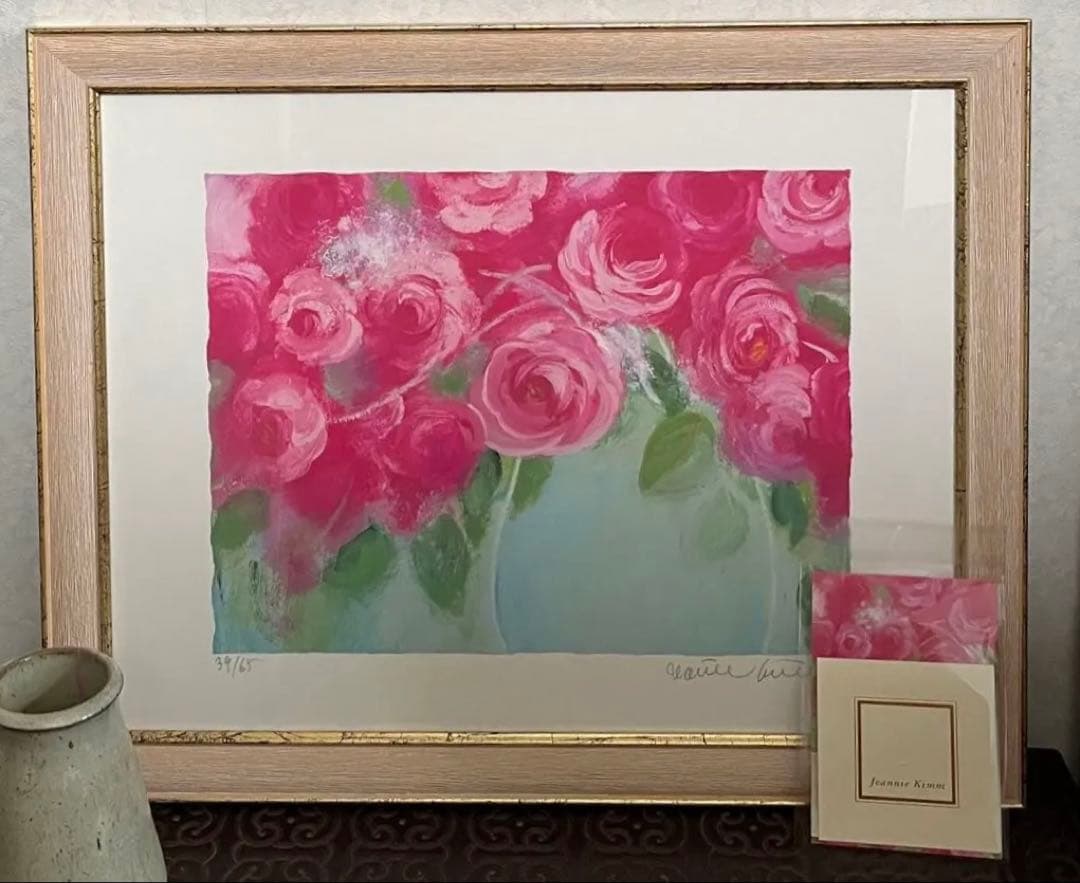 額入り版画　58×46 ジニー・キム　65枚限定 ED、サイン、証明書有　ピンク