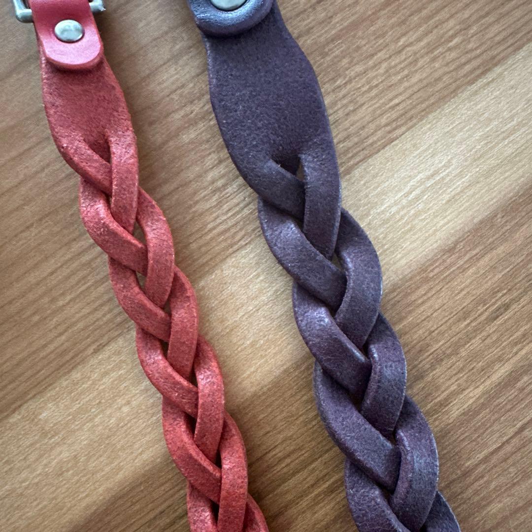 真田紐犬用リード、首輪となめし革首輪セット