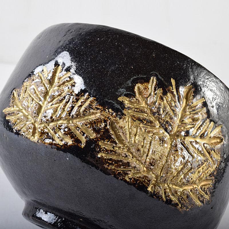 茶道具　若松文　黒楽茶碗　宗室　茶杓　三本　匙　一本　時代箱付　M　R8692B