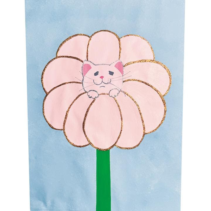 白猫の華　1点もの　アクリル画　A4　アート　額付き　送料無料