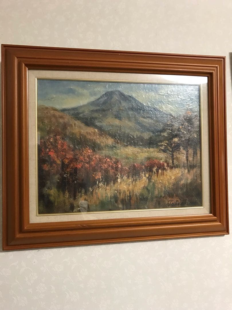 ❤️送料込値下げ❤️絵画★謎の山の冬景色★ガラス額入り