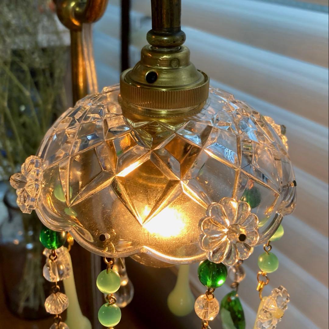 ミニシャンデリア　（メロンドロップ）　フランスアンティーク　1920年