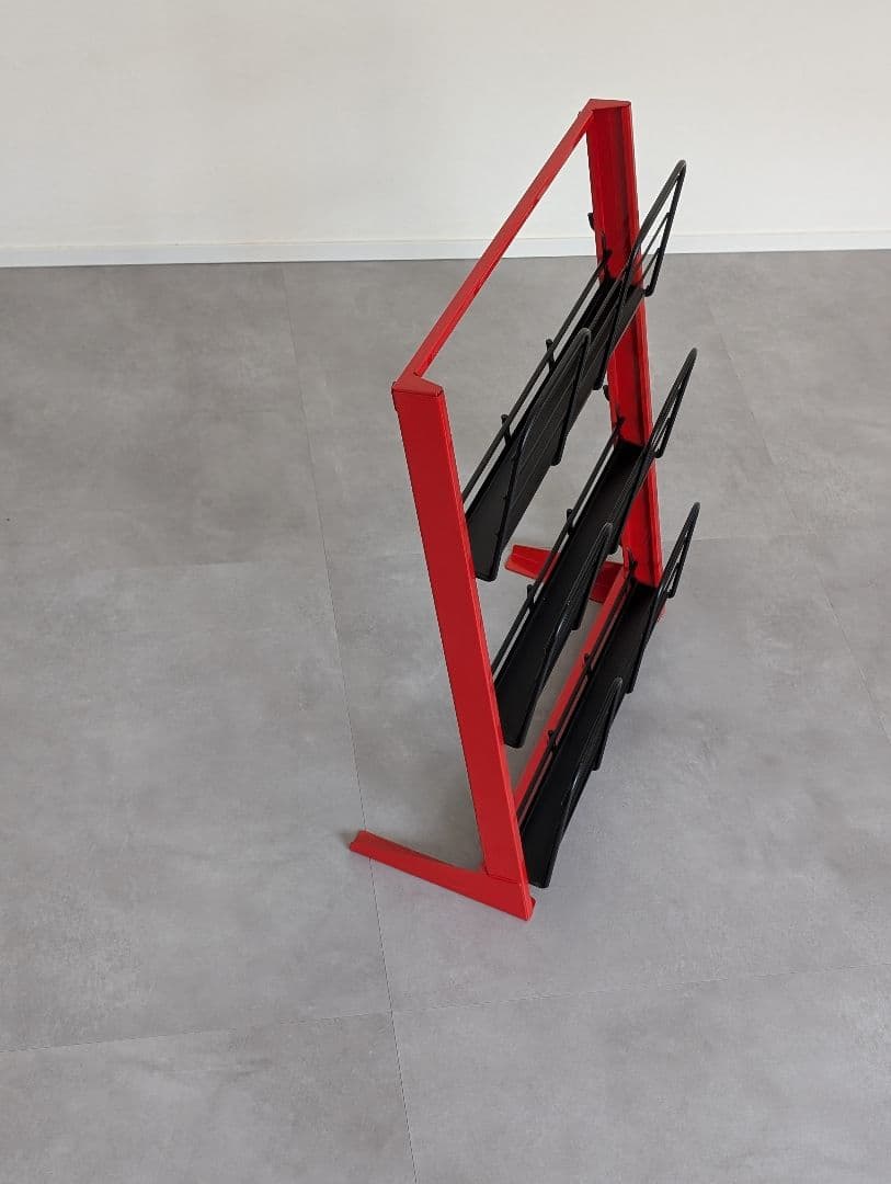 USED/スチール マガジンラック 黒×赤 モダン ミニマルデザイン