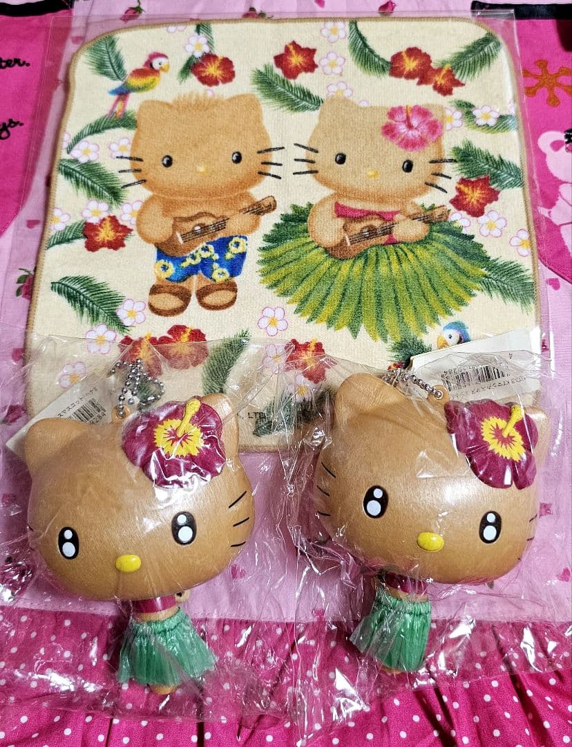 新品 キティタオル1枚 マラカスタイプ マスコット2個