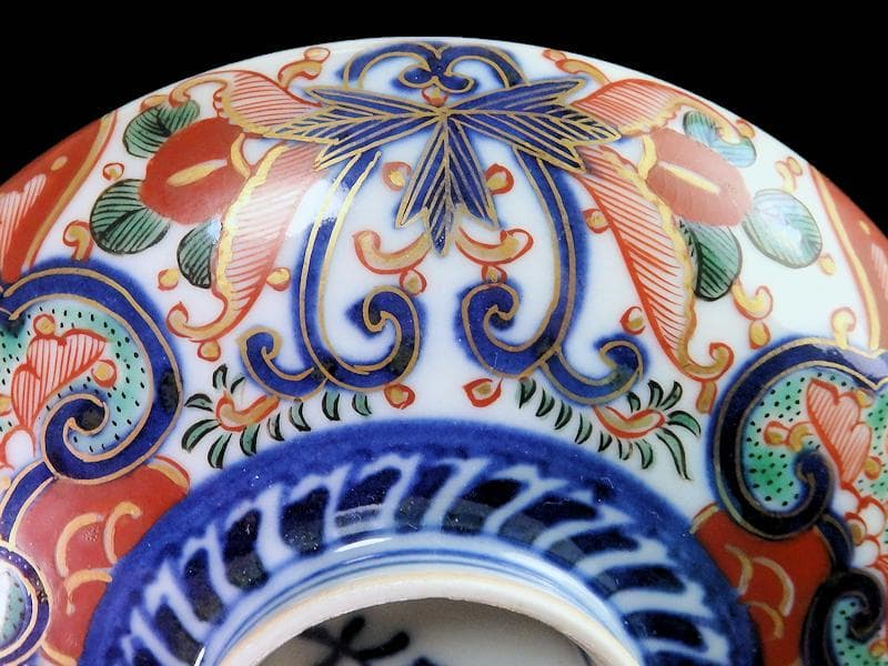 大聖寺伊万里　金襴手　花の図　大振蓋茶碗　E36AS-CPc