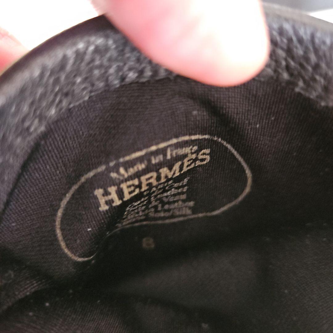 HERMES 黒 レザー 手袋 バックル付き