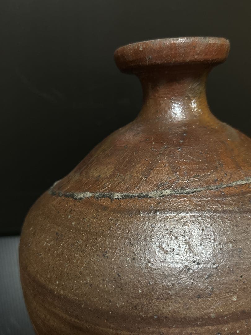 室町時代 極上 古備前 被焼 拉口緋襷自然釉 船徳利 蕪徳利 花瓶 酒器