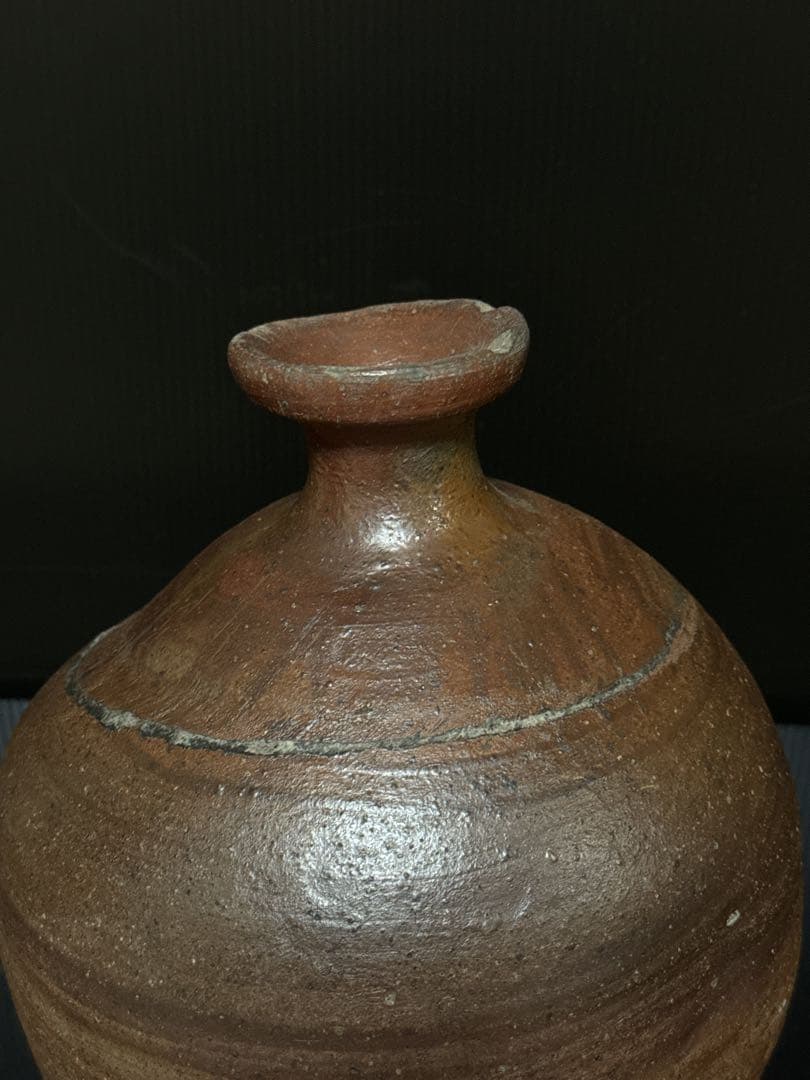 室町時代 極上 古備前 被焼 拉口緋襷自然釉 船徳利 蕪徳利 花瓶 酒器