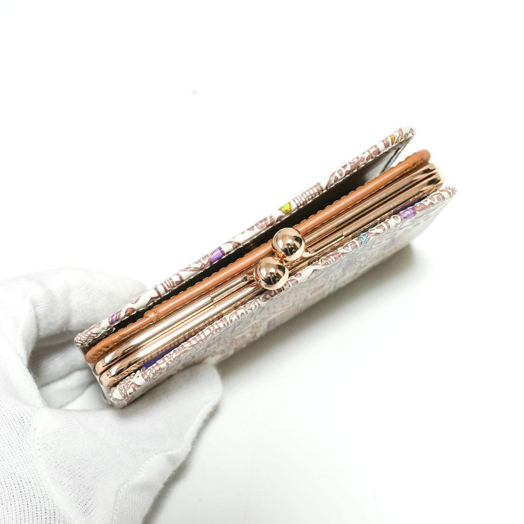 【未使用品】友禅文庫 マップ柄 がま口二つ折り財布 牛革 日本製