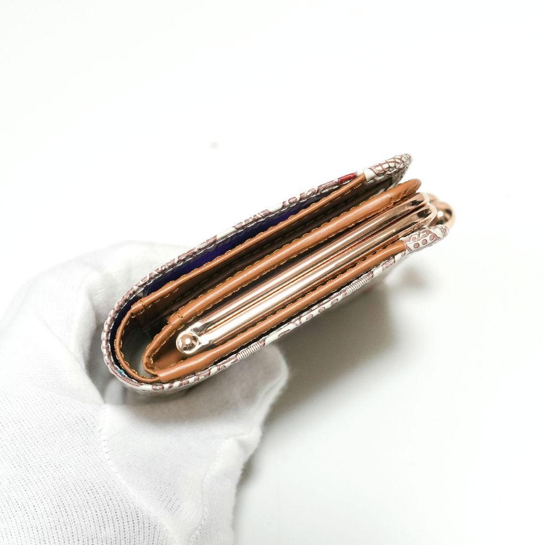 【未使用品】友禅文庫 マップ柄 がま口二つ折り財布 牛革 日本製