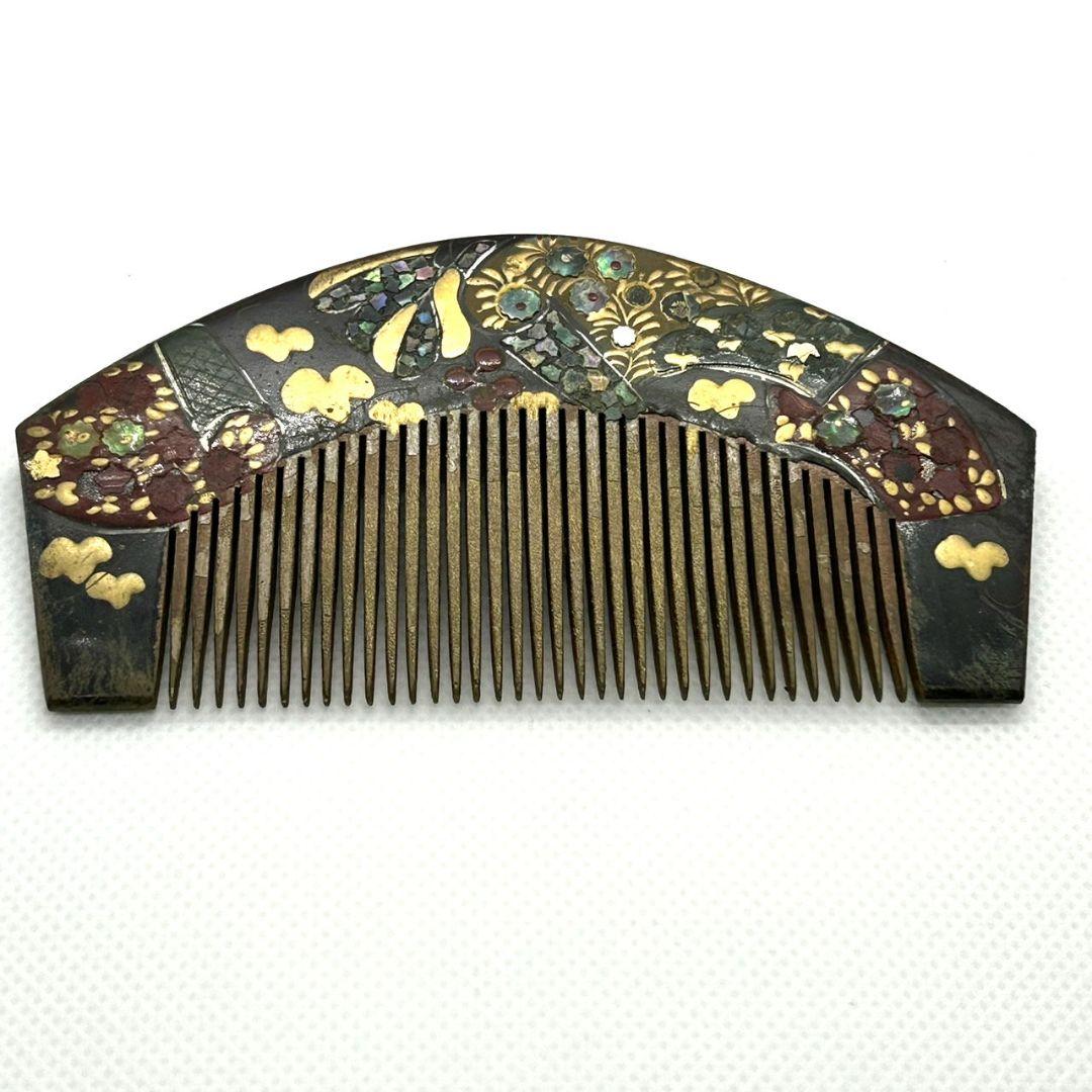 江戸末期　漆塗りの装飾櫛