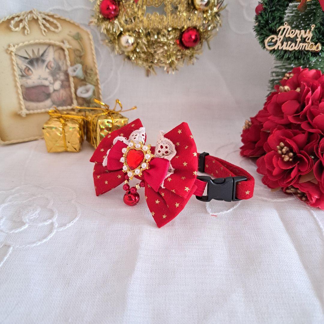 クリスマスシリーズ(赤ゴールドスター)わんちゃん猫ちゃん用首輪