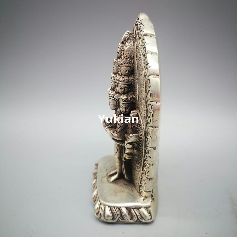 銅細工 八臂十一面観音像 仏像 装飾品 工芸品 美術品 置物