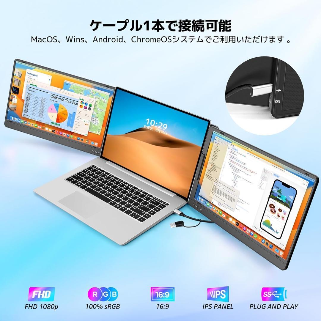 KOGODA モバイルデュアルトリプルモニター 14インチ USBC X70A