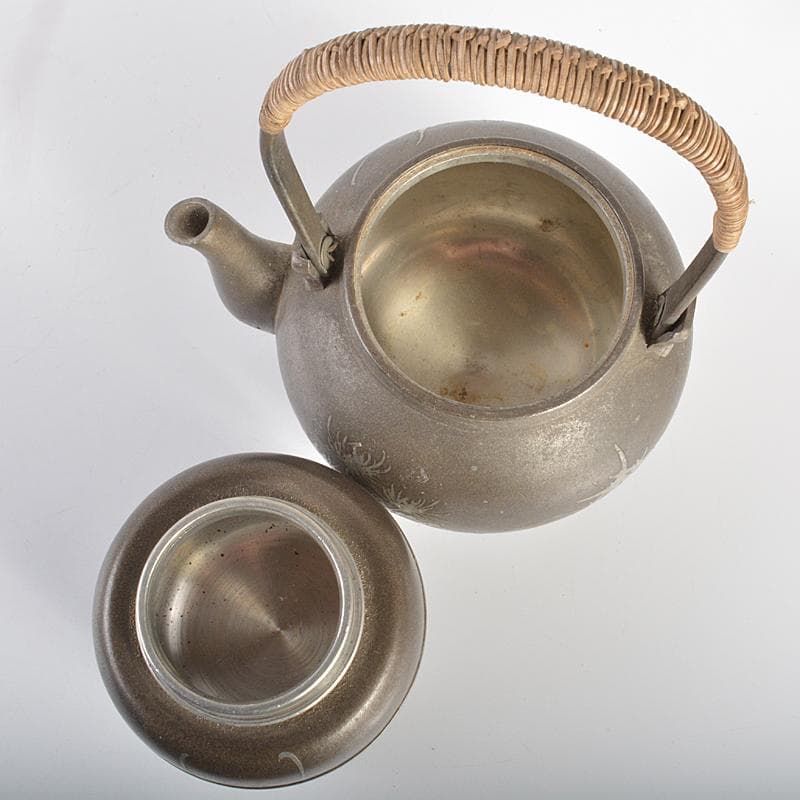 古錫　四君子文　継山造　急須　三越製　茶心壷　茶壷　合計約848g　MR6846