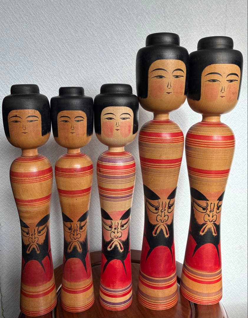 佐藤善ニ　津軽系　1980年代前半　伝統こけし 5本セット　昭和レトロ