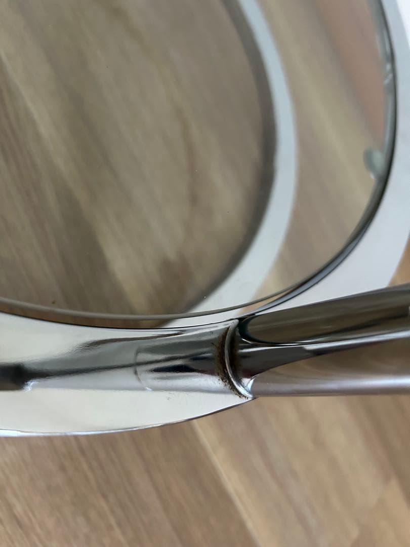 ミッドセンチュリー　北欧ラウンドテーブル3段ガラススライドテーブル☆たのメル便