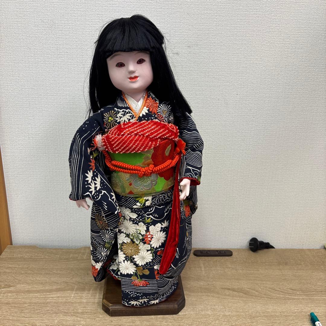 市松人形 黒髪 着物 創作人形