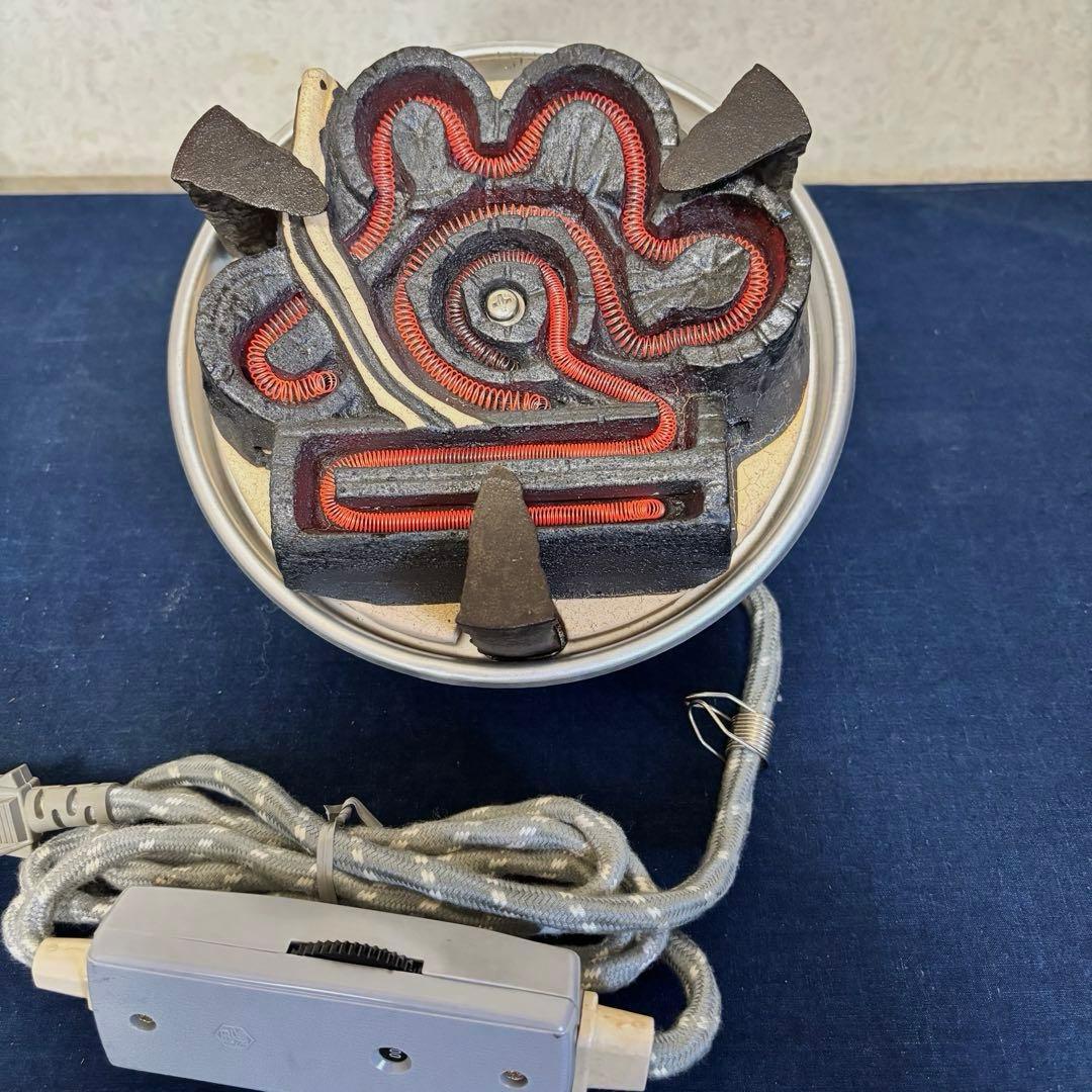 人間国宝敬典造茶釜 風炉 電熱器 唐銅面取風炉 桐地紋真形釜 野々田製電熱器