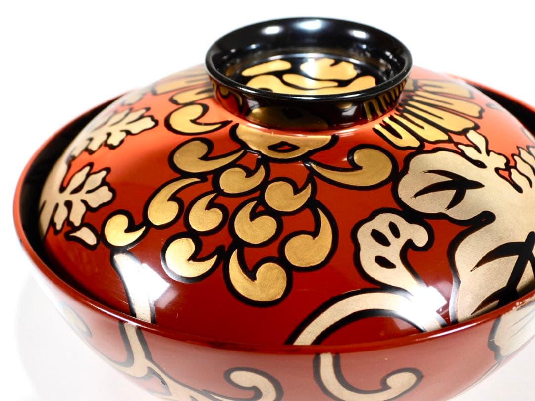 輪島塗 木製漆器 沈金 蓋椀 吸物椀 汁椀 10客　直径13cm