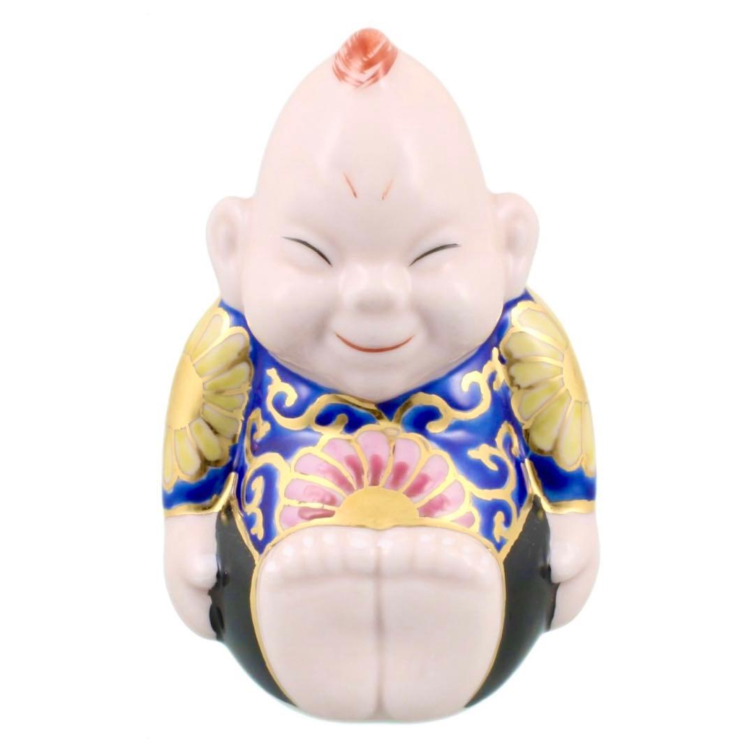 新品☆九谷焼 ビリケン 4号 福の神 唐草模様 開運 幸運 魔除け 良縁 縁起物