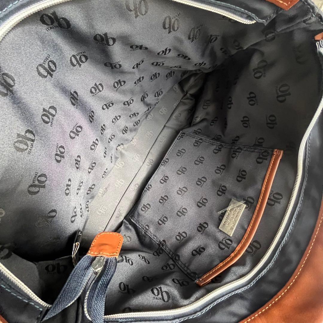 ✨未使用保管✨　Orobianco 　レザー　ナイロン　ビジネスバッグ　ネイビー