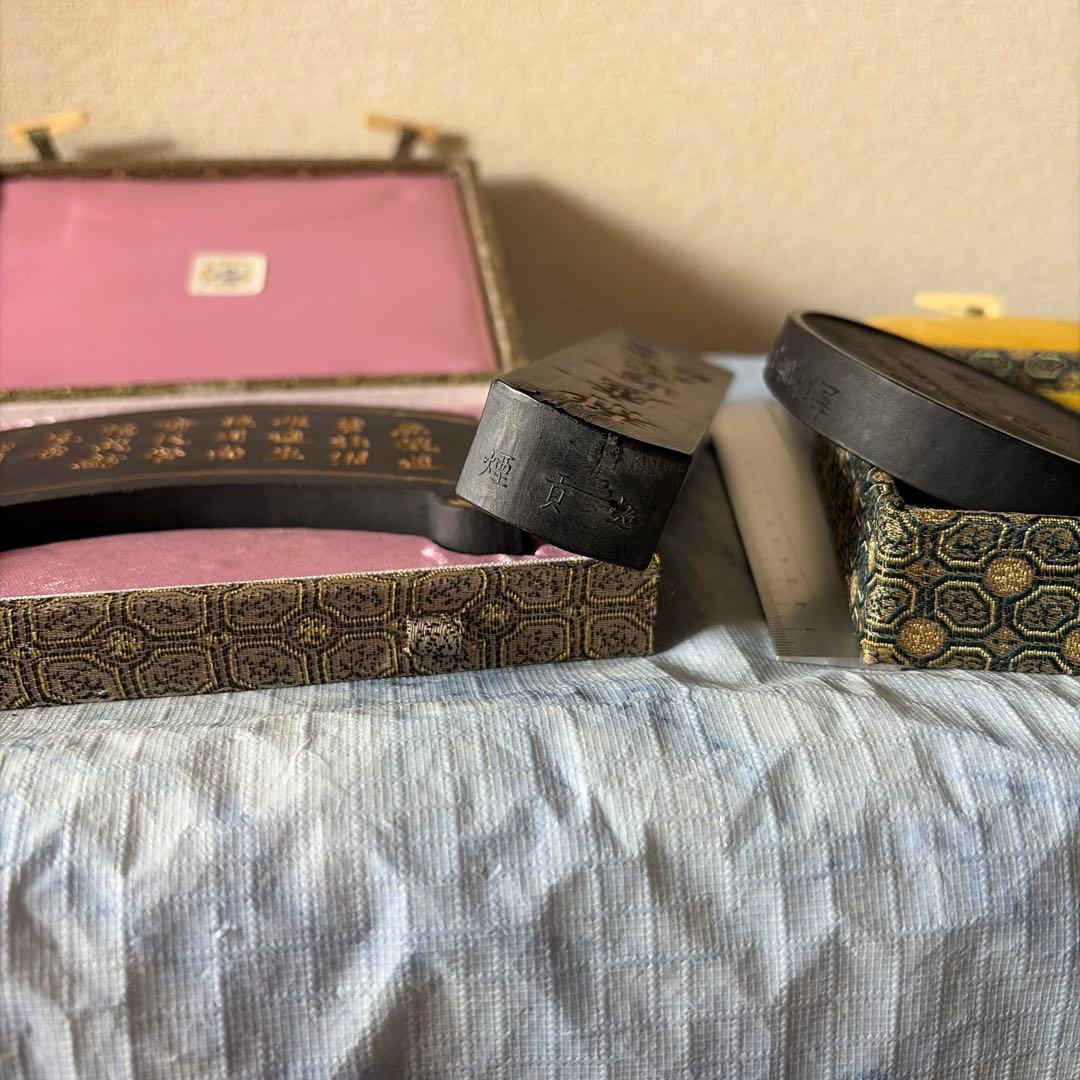 墨　唐墨　魚戯蓮　中国　書画　習字　硯　China