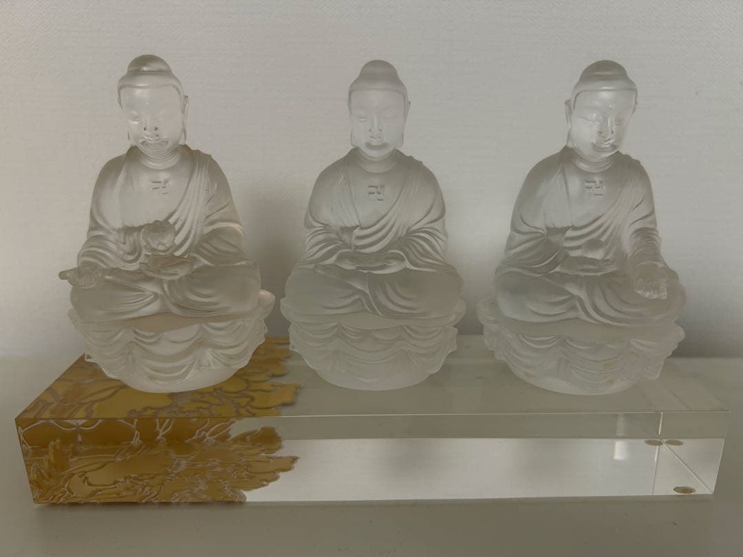 琉璃工房 三宝仏(阿弥陀/釈迦/薬師如来) 琉璃佛像観音菩薩 24K金箔 限定品