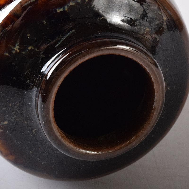 茶道具　京焼　桶谷定一作　肩衝茶入　仕覆付　共箱　V　7748