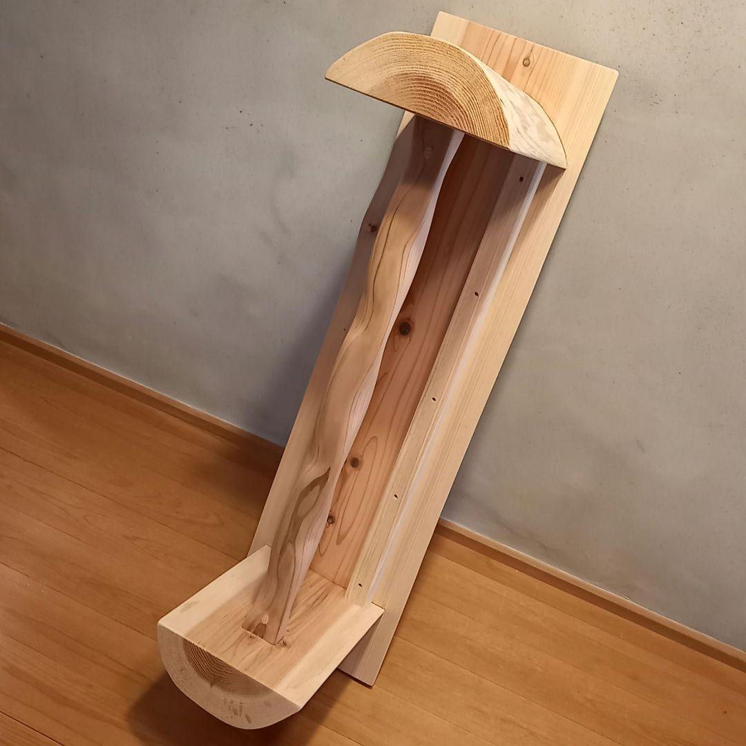 一点物　国産杉スツール、ベンチ　無垢一枚板&丸太半割りログ脚使用