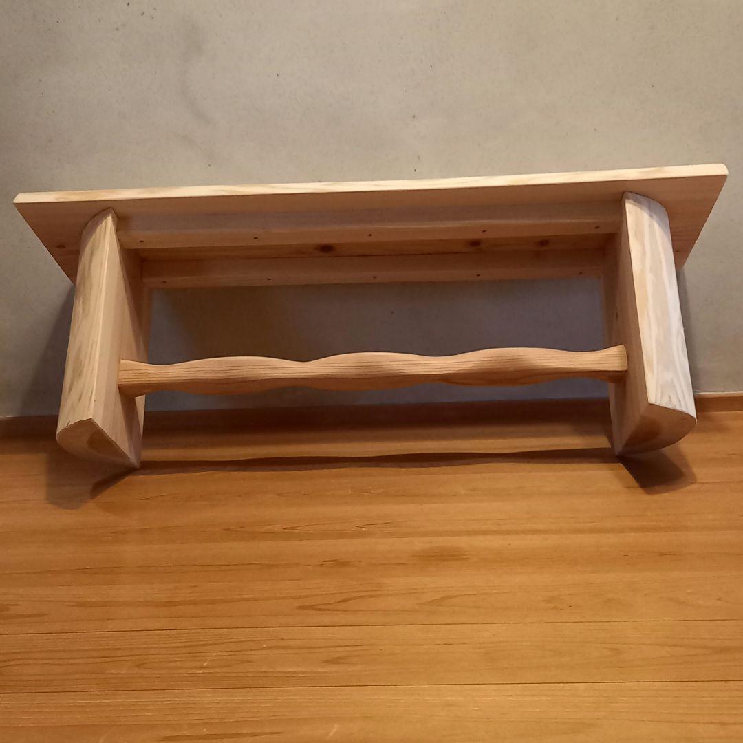 一点物　国産杉スツール、ベンチ　無垢一枚板&丸太半割りログ脚使用