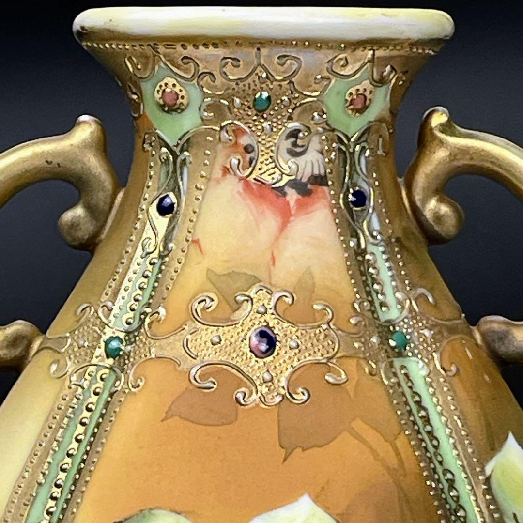 【美品】オールドノリタケ アールヌーボー ポピー紋花瓶 ジュエル ジュール