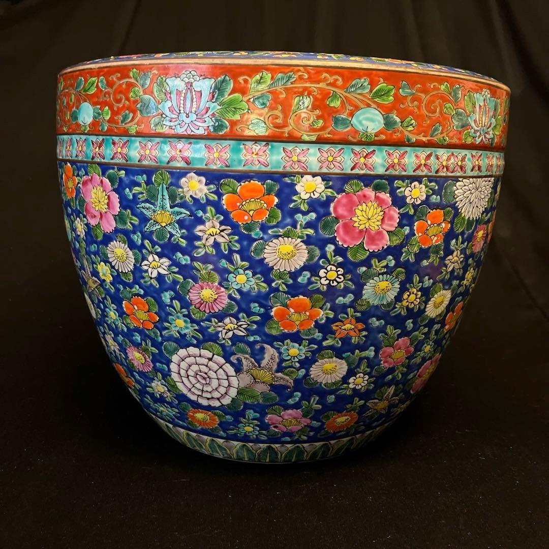 火鉢　伊万里焼　花柄　めだか　金魚　 蓮鉢　大きめ　古道具　アンティーク