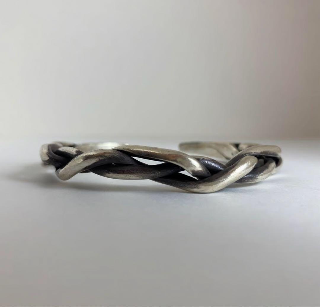 カレンシルバー　編み込み　バングル　ブレスレット　ハンドメイド　 925