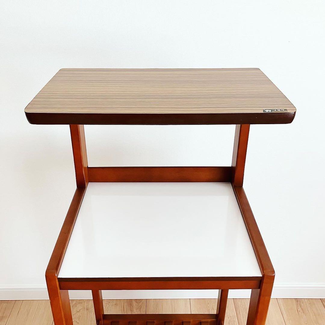 オールドカリモク　電話台　シェルフ　レトロ家具　古家具　ビンテージサイドテーブル