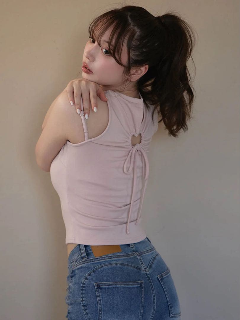 トップス ANDMARY Heart point tops pink