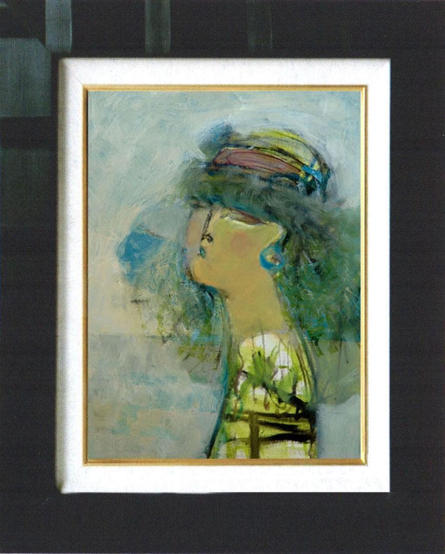 油絵 絵 絵画 インテリア 額付(黒) F4-052113 人物 女性像
