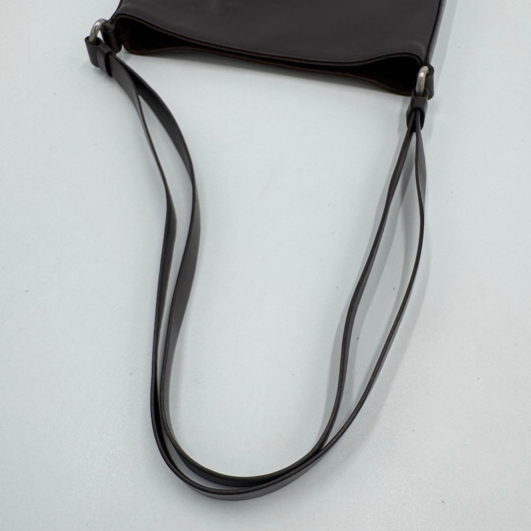 PRADA プラダ カーフ レザー ショルダーバッグ 肩掛け ダークブラウン