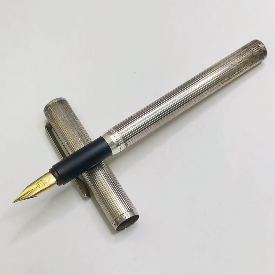 DUNHILL ダンヒル 万年筆 シルバー 925ボディ ペン先585/14金