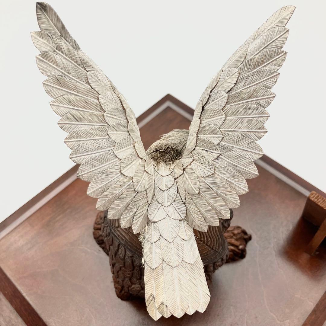 純銀 白鷹 光則作 純銀製置物